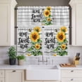 thumbnail image 4 of 3 Piece Kitchen Curtains and Valances Set Yellow Sunflower Cafe Curtains 36 Inch Length Bee Wooden Grain Country Farmhouse Valance & Tier Curtain for Living Room Bedroom Window 54"x18"+27"x36"*2, 4 of 6