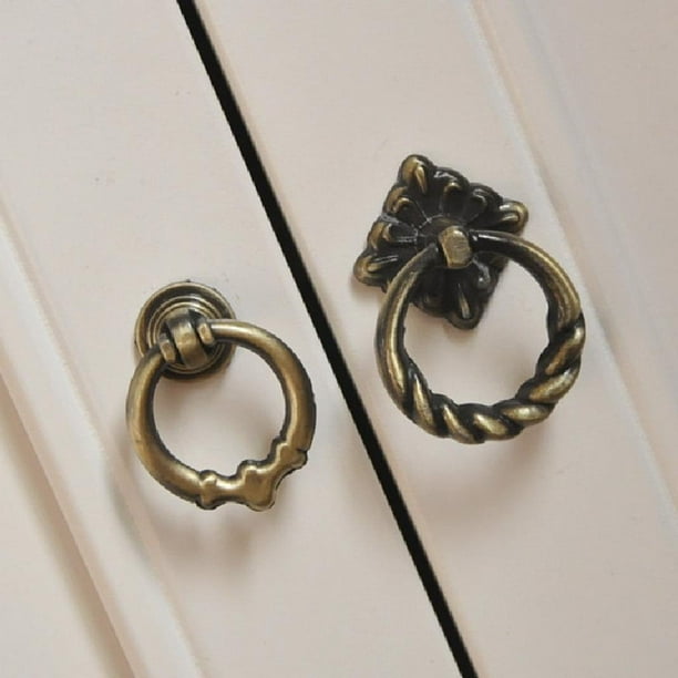Kit De 2 Boutons Rétro Pour Porte D'armoire, Verrouillage à Bille, Ton Cuivre