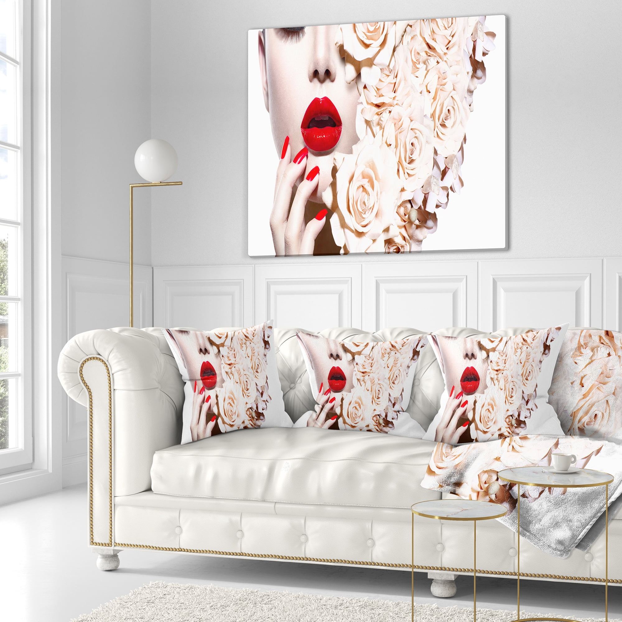 Designart Woman's Fashion and Floral Design - Sensual Throw Pillow - 16x16