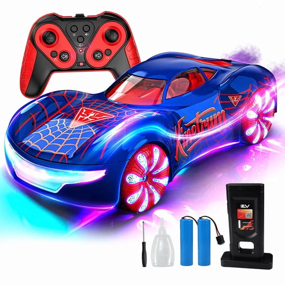 VKFVKF 1:16 Remote Control Cars 360° Drift RC Monster Truck with Spray Lights Music for Kids
