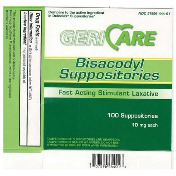 Geri-Care Laxative Suppository 100 per Box 10 mg Strength Bisacodyl USP, BIS-01-GCP - Case of 12