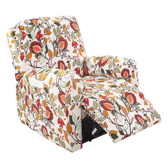 Funda Estampada para Sillón Reclinable Dznils, Poliéster Elástico, Floral Rojo
