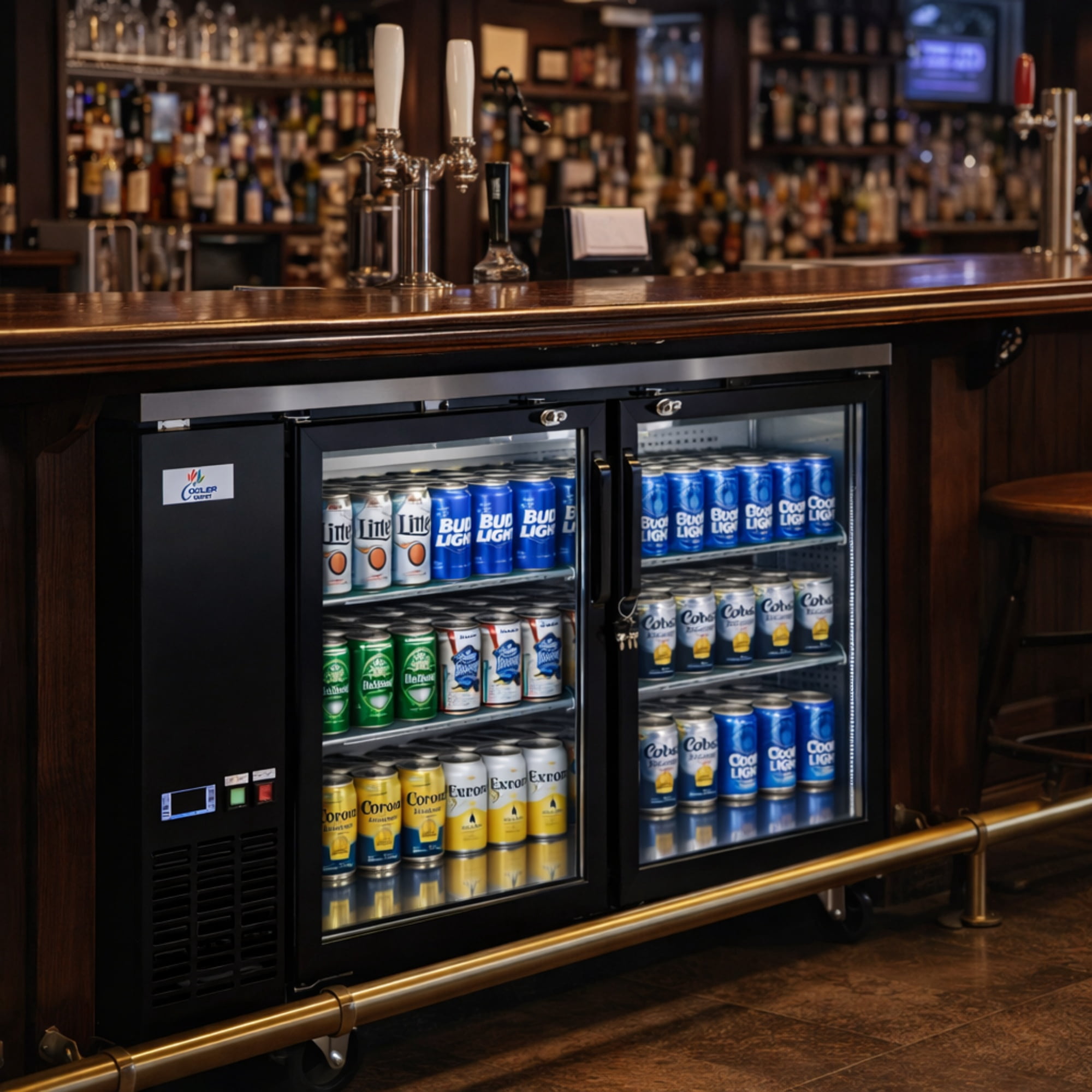 Cooler Depot NSF 48" Black Glass Door Back Bar Beer Cooler, 11.23 cu ft, Digital Display