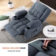 thumbnail image 2 of UHOMEPRO Swivel Rocker Recliner Chair with Massage and Heat, Reclining Lounge Chair with 8 Point Vibration, 65° Rocking, Cup Holders, USB Port and Storage Pockets, Blue, 2 of 8