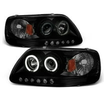 AKKON - For Ford F150 Expedition Pickup Black Smoke Halo Ring LED 1 Piece Projector Replacement Headlights Pair