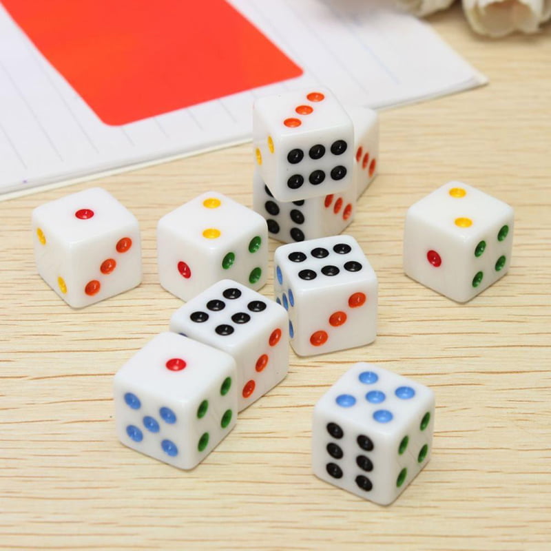 10PCS/Lot Dice Set Colored Acrylic 6 Sided Dice For Club/Party/Familyh3 