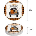 thumbnail image 1 of FMSHPON Happy Halloween Truck with Pumpkin Gnome Buffalo Plaid Set of 4 Round Coaster for Drinks, Absorbent Ceramic Stone Coasters Cup Mat with Cork Base for Home Kitchen Room Coffee Table Bar Decor, 1 of 6