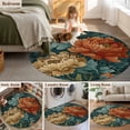 thumbnail image 5 of Round Rug 7Ft Washable Non-Slip, Vintage Floral Circle Area Rugs for Living Room Bedroom, Boho Red White Floral Leaves Country Vintage Indoor Floor Mats Carpet Runner for Home Decor Aesthetic, 5 of 8