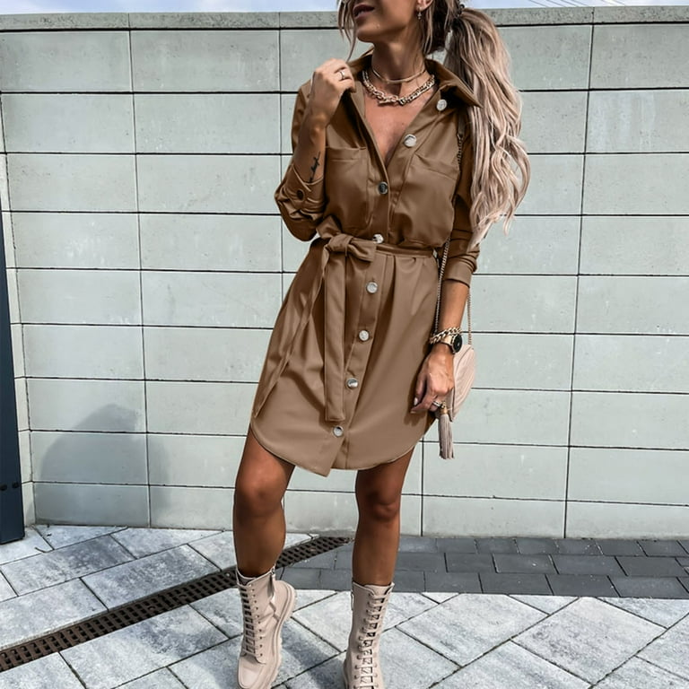 Leather button down dress hotsell