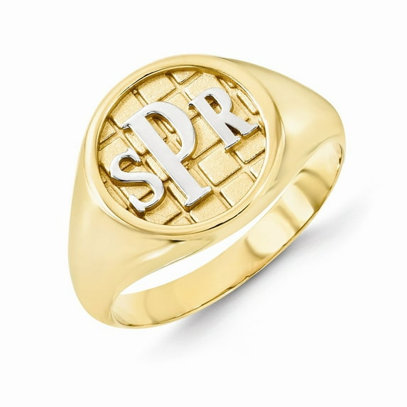 Solid 10k Yellow Gold Monogram Signet Ring Band Size 5.5