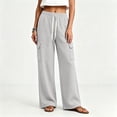 thumbnail image 4 of Lounge Pants for Womens Plus Size Fashion Wide Leg Cargo Sweatpants Elastic Drawstring High Waist Casual Sweat Pants With Pockets, 4 of 7