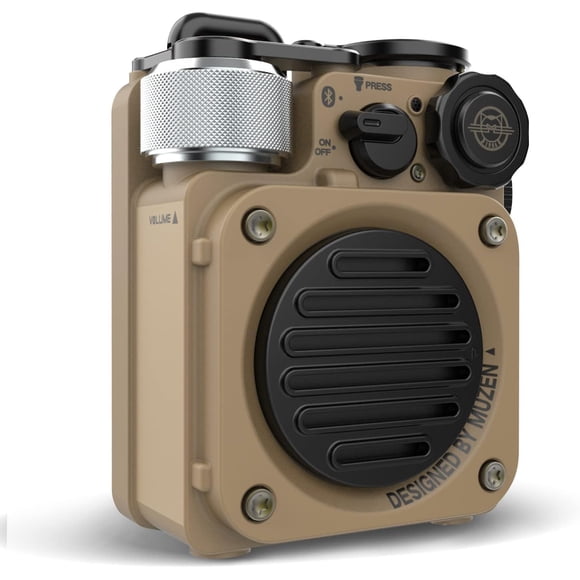 Muzen Portable Bluetooth Speaker, Wild Mini Rugged Travel Outdoor Speaker, Wireless Waterproof IPX5 with Flashlight, Stereo Sound, Metal Wild Look, f