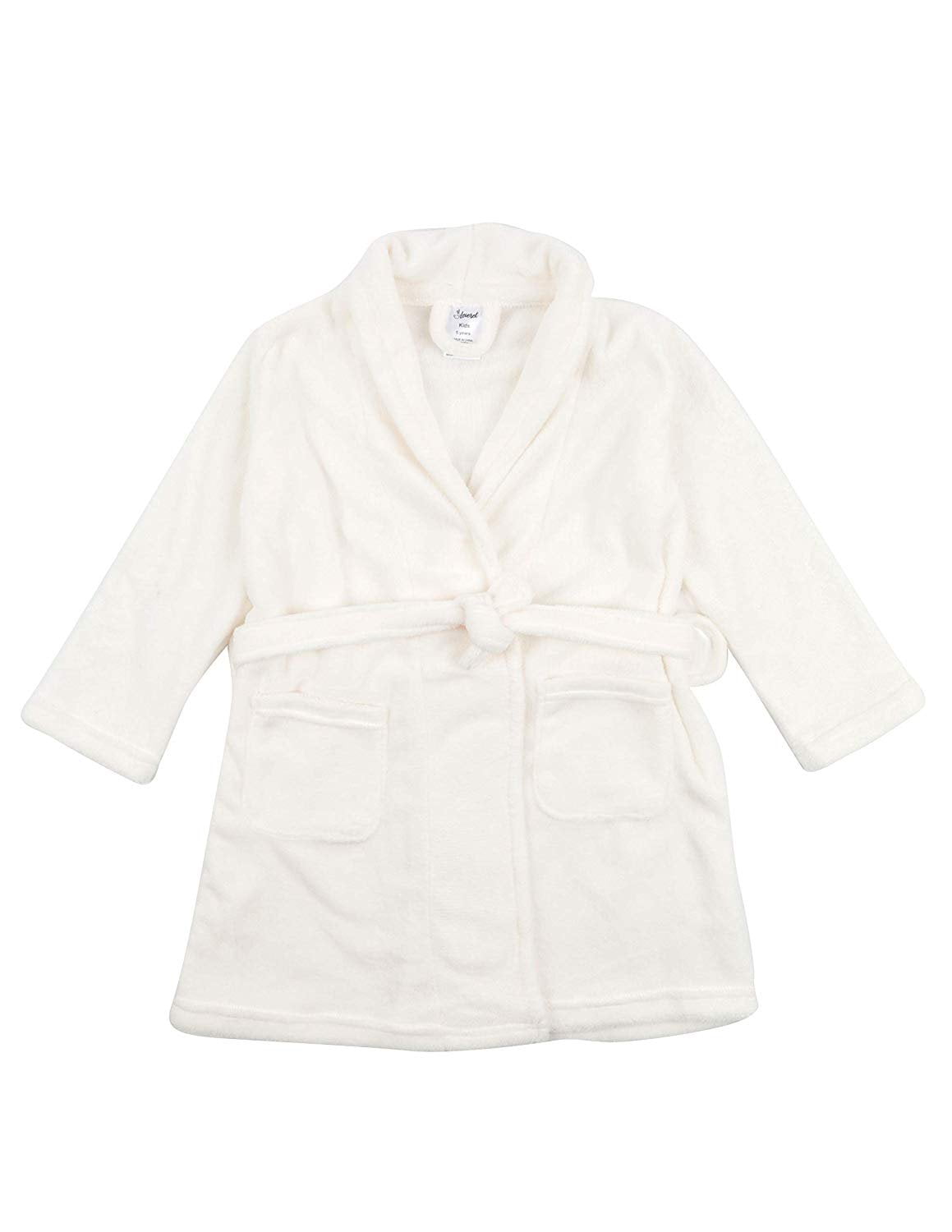 Leveret Leveret Kids Robe Boys Girls Bathrobe Shawl Collar Fleece Sleep Robe White Size 14