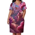 thumbnail image 3 of Womens Casual Dresses Pink Coral Butterflies Underwater Fantasy Art Short Sleeve Dress Summer Dresses for Women 2025, 3 of 6