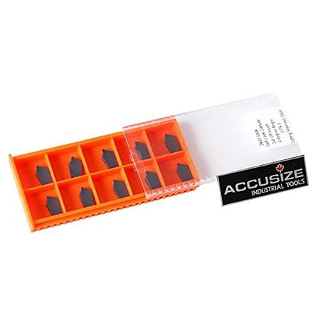 

Accusize Industrial Tools GTN-4 Uncoated Self-Lock Carbide Cut-Off Inserts 0 Deg Cutting Aluminum 10 Piece Set 2403-8005x10