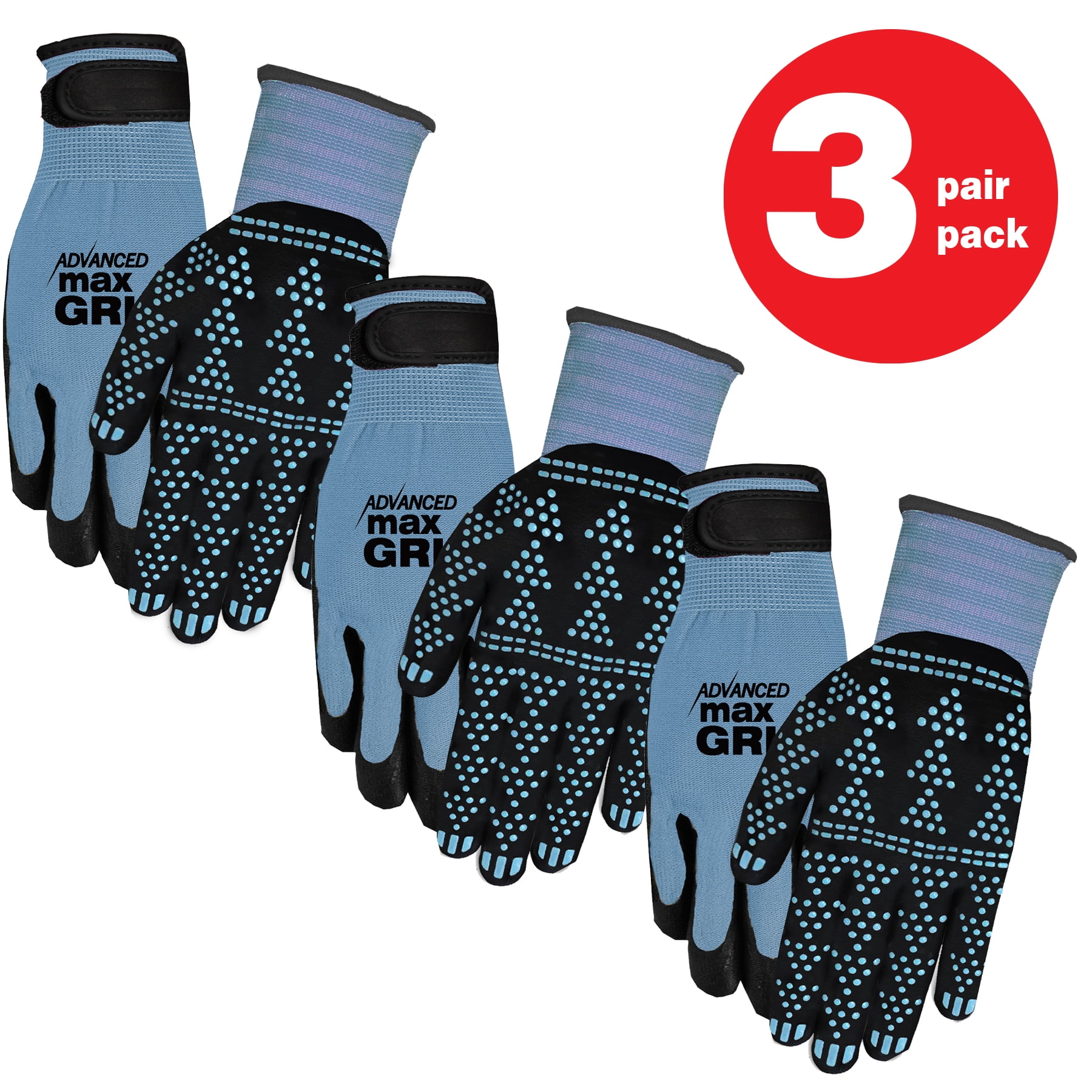 GRIP Ultimate Work Gloves Small/Medium Slate Blue (3-Pack)