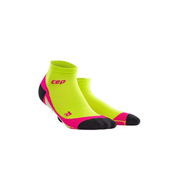 CEP Womens Ankle Compression Running Sock Low Cut (Lime/Pink) II