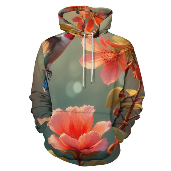 Hummingbird Floral Bloom 3d Sweatshirts Hoodie Fashion Casual Personality Men's Women Street Hoodie Pullovers Long Sleeve Comfortable Top