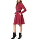 thumbnail image 4 of INSPIRE CHIC Vestido de Mujer de Ante Sintético con Cuello Alto, Cierre y Cinturón, Vestidos Vintage XS Rojo Oscuro, 4 of 5