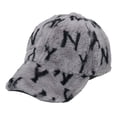 thumbnail image 1 of Gorras de béisbol para mujer, gorras de sol unisex de moda, gorras de verano e invierno de tamaño ajustable, gorra de béisbol de felpa de piel de conejo sintética con estampado del alfabeto, 1 of 5