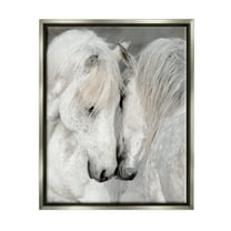 Stupell Industries Hugging Horse Pair Animals & Insects Photography Gray Floater Framed Canvas Art Print Wall Art, 17 x 21
