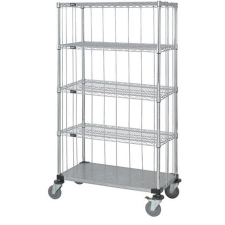 

Quantum Storage M2448CG47RE-5 Rods & Tabs Enclosure Cart with 4 Chrome Wire Shelves & 1 Solid Shelf - 74 in.