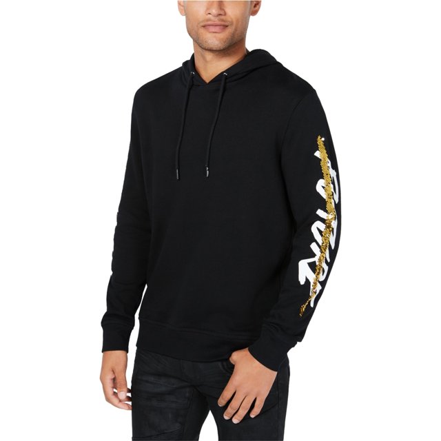 Sudadera con capucha con gráfico de lentejuelas para hombre de INC, negro, extragrande