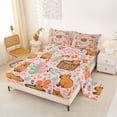thumbnail image 2 of Erosebridal Cartoon Monstera Leaf Full Size Sheets,Brown Capybara Rodent Animal Rustic Flowers Bed Sheets For Kids Girls 4-Piece, 2 of 6