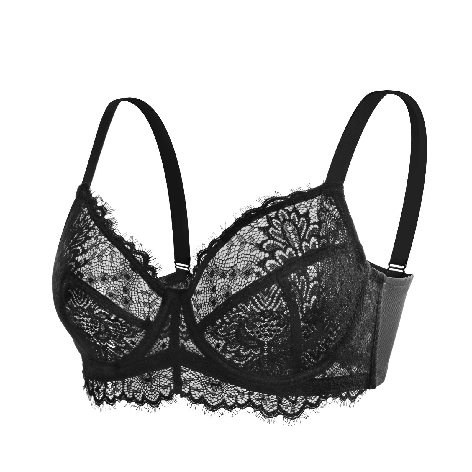 HSIA Minimizer Bra for Women - Plus Size Underwire Lace Unlined Non Padded Bra,Black,46DD