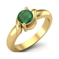 thumbnail image 2 of 5MM Round Shape Genuine Green Emerald 925 Sterling Silver Gold Vemreil Women Valentines Day Gifts Ring, 2 of 3