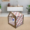 thumbnail image 3 of Mid Century Pet House, Big Circular Spots and Oval Shapes Combined the of Geometry, Outdoor & Indoor Portable Dog Kennel with Pillow and Cover, 5 Sizes, Grey Red White, by Ambesonne, 3 of 5
