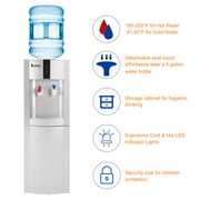 Angle View: Clearance! ZOKOP Water Cooler Dispenser Top Loading Freestanding Water Dispenser with Storage Cabinet Silver