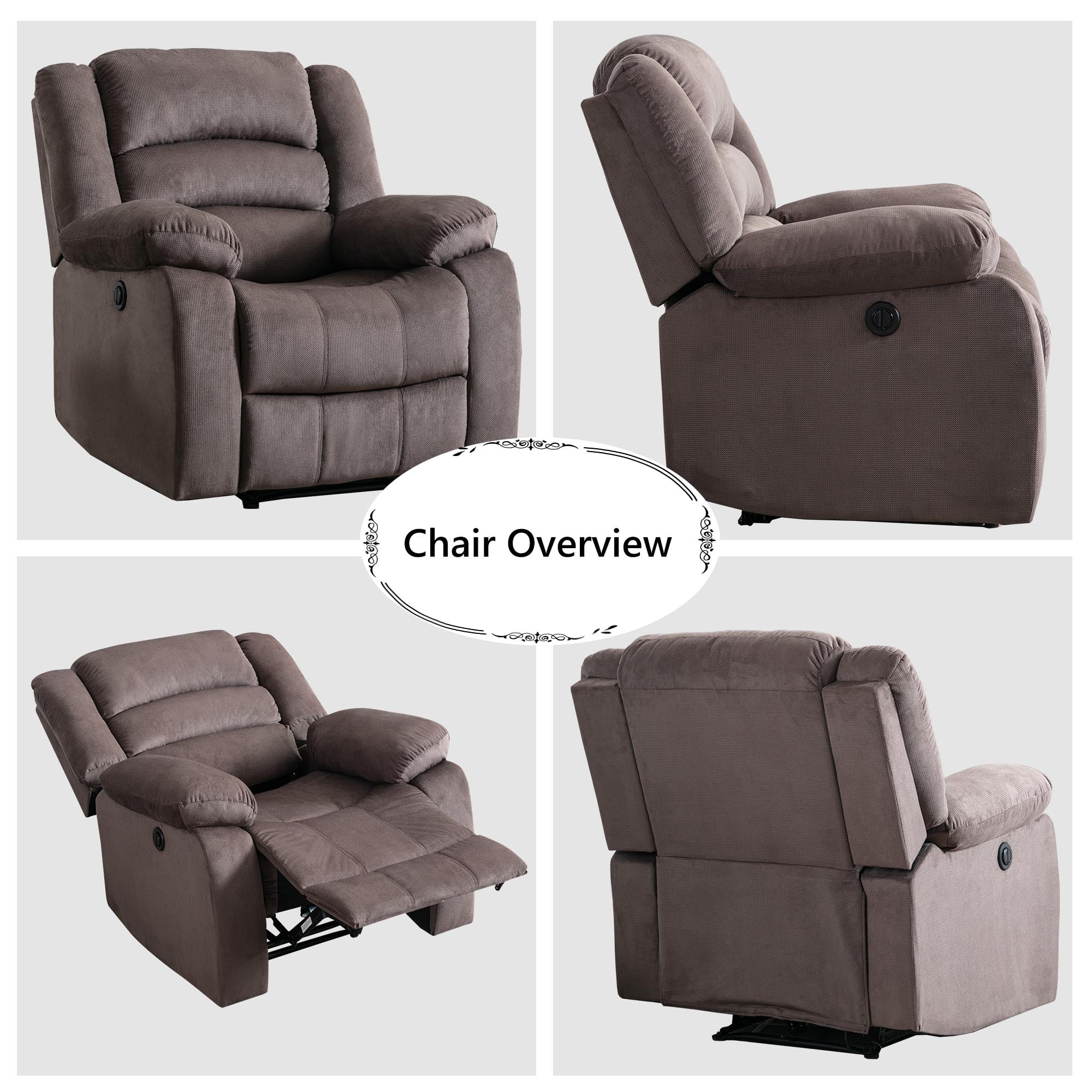 Bonzy Home Power Recliner Chair for Big and Tall，Single Sofa for Living Room Chair，Brown