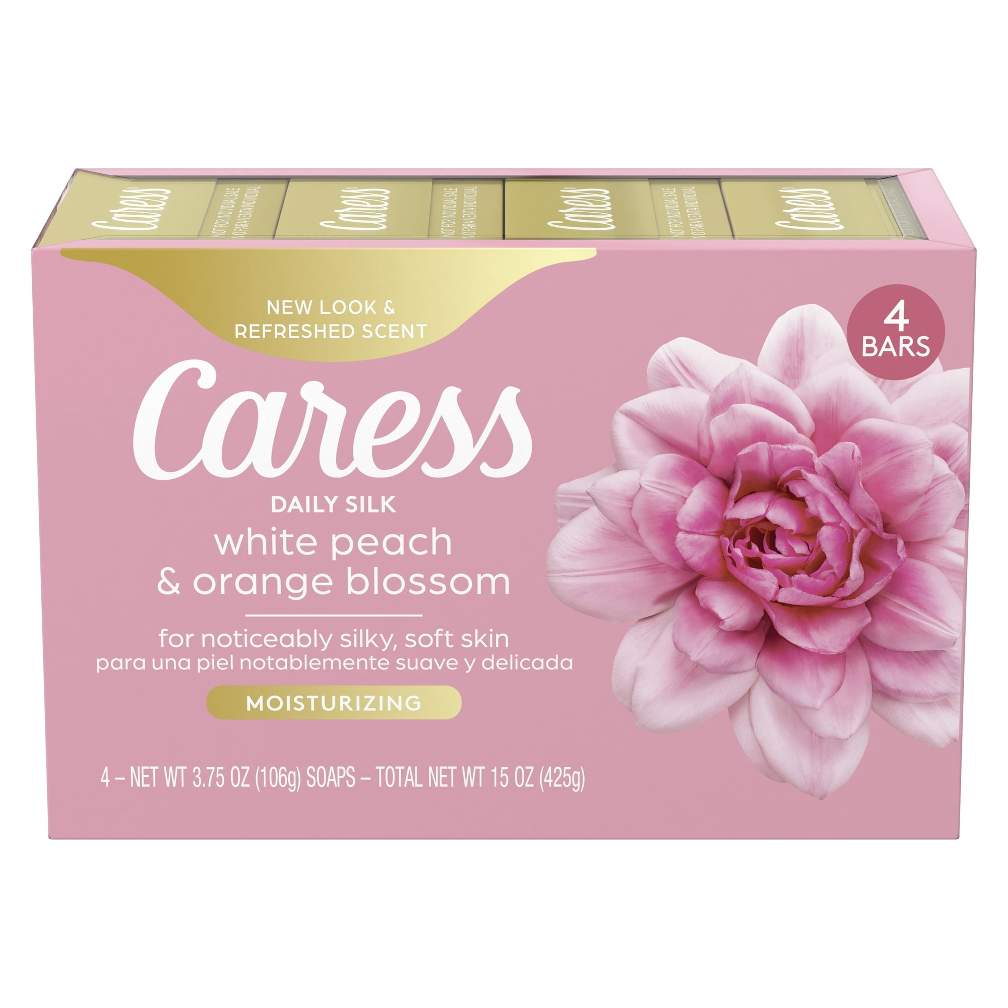 Pack of 2 Caress Beauty Bar Soap Daily Silk for Dry Skin, 3.75 oz 4 Bath Bars