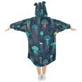 thumbnail image 2 of FORMRS Wearable Blanket Hoodie with Sleeves for Kids Cozy Flannel Sweatshirt, Green Jellyfish Pattern, 2 of 7