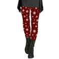 thumbnail image 3 of Christmas Fall Polyester Ankle-Length Spandex Leggings for Women Red Snowflake Women's Day Autumn And Winter Artistic Splash Printed Soft Stretchy Pants L, 3 of 6