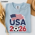 thumbnail image 3 of VibeNest Studio Unisex USA 2026 Soccer Ball American Flag Patriotic Sports Fan Garment Dyed Graphic T-Shirt, 3 of 7