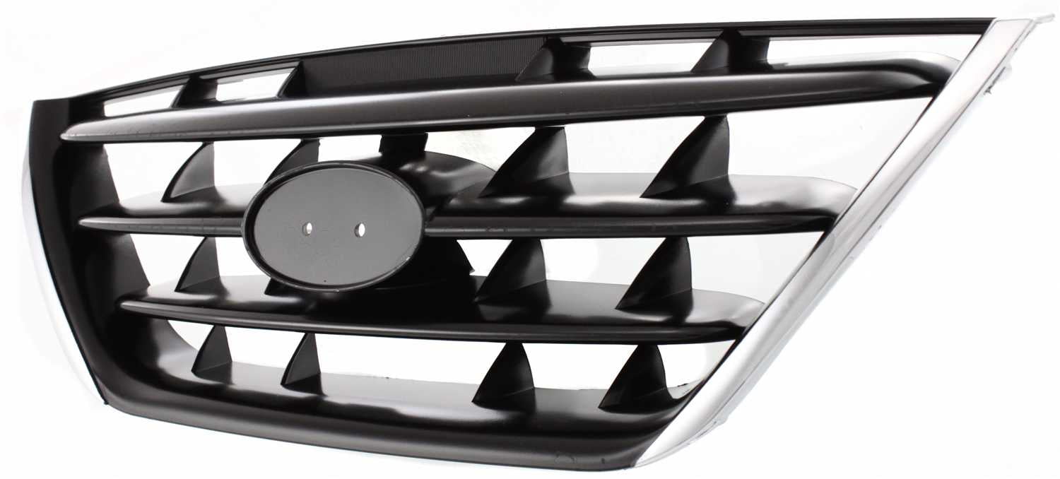 Grille Assembly Compatible With 2004-2006 Hyundai Elantra Chrome Shell with Painted Black Insert