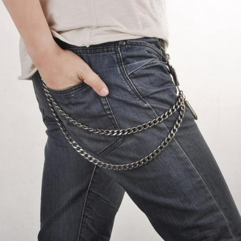 Yirtree Hip Hop Punk Pants Trousers Wallet Key Chain Motorcyle Jean Gothic  Rock Silver Fashion Unisex Multi-layer Anti-Lost Pants Jeans Wallet Pocket  Chain Keychain 