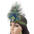 thumbnail image 6 of Jiibva Boho Peacock Feather Headdress - Fluffy Feather Hair Fascinator Hat for Carnival Halloween Party, 6 of 7