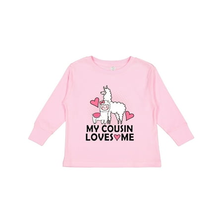 

Inktastic My Cousin Loves Me Llama Gift Toddler Toddler Girl Long Sleeve T-Shirt