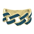 thumbnail image 2 of Dazzlingrock Collection Round Blue Diamond Out Bling Cuban Link Band Ring for Women (0.42 ctw, Color Blue, Clarity I2-I3) in 14K Yellow Gold, Size 6, 2 of 4