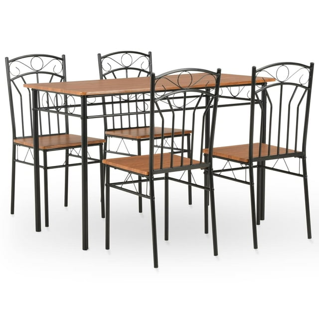 vidaXL Ensemble de Salle à Manger 5 Pcs MDF et Brun Acier