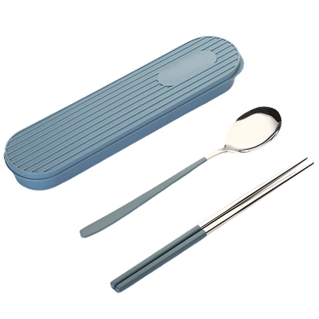 1 Ensemble Couverts Cuillère Fourchette Qualité Alimentaire Polissage Miroir Bord Lisse Réutilisable Résistant à la Chaleur Cuillère Fourchette Baguettes en Acier Inoxydable Coutellerie avec Boîte de Rangement Ensemble pour la Maison