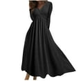 thumbnail image 2 of BONIXOOM Black Dresses for Women Love Casual V-Neck Tab Long Sleeve Pullover Dress Floral Black Dresses, 2 of 6