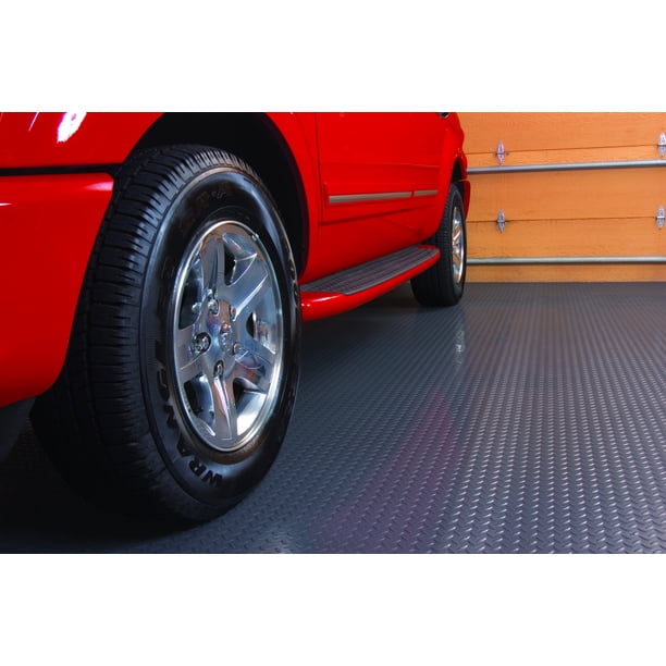 GFloor 75 Mil Diamond Tread 8'6" x 24' Midnight Black Parking Pad