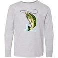thumbnail image 3 of Inktastic Leaping Bass Fish Long Sleeve Youth T-Shirt, 3 of 5