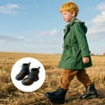 thumbnail image 5 of Bainana Ankle Boots For Little Boys Solid Color Durable Sole Adjustable Tie Shoes Retro Leisure Fall Winter Kids Outdoor Wear Black Size 4-4.5 Years, 5 of 9