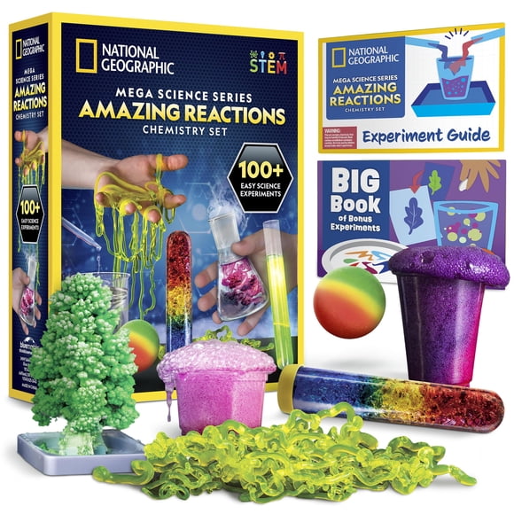 National Geographic Amazing Chemistry Set - Chemistry Kit with 100+ Science Experiments Including Crystal Growing and Reactions, Science Kit for Kids