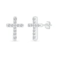 thumbnail image 2 of DGOLD Sterling Silver Round Diamond Cross Stud Earrings for women (1/10 cttw), 2 of 4